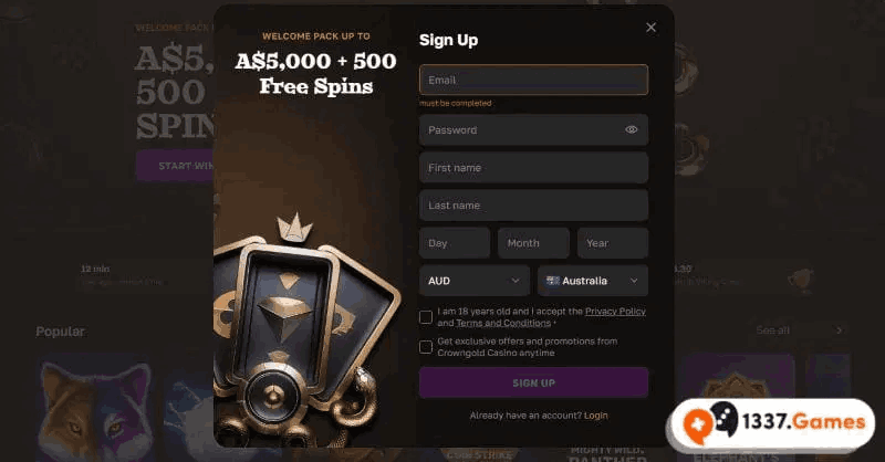 Sign up at a trusted online casino