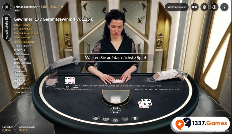 Gewinne kassieren am Live Blackjack Tisch